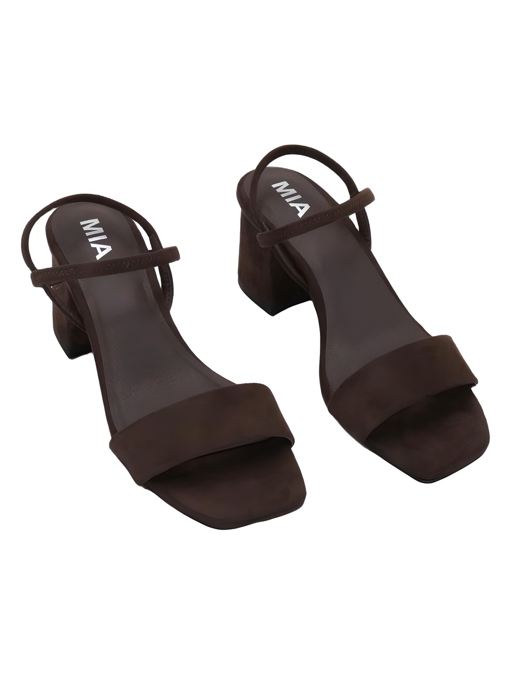MIA Womens Zissy-N Chocolate Brown Suede 2" Block Heel Sandals Size 7.5M